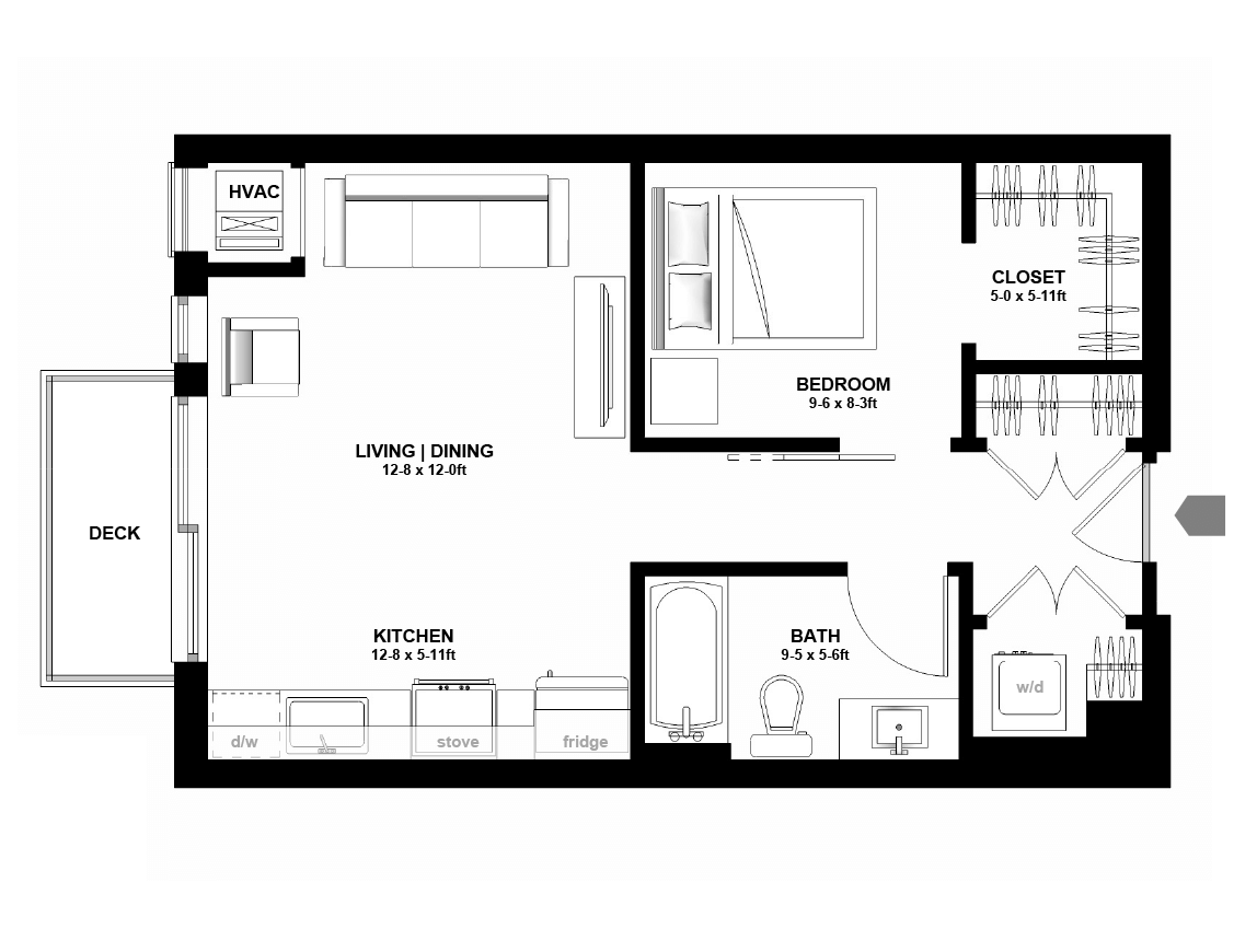 1 Bedroom Apartment Floor Plan Variant Apartments Minneapolis